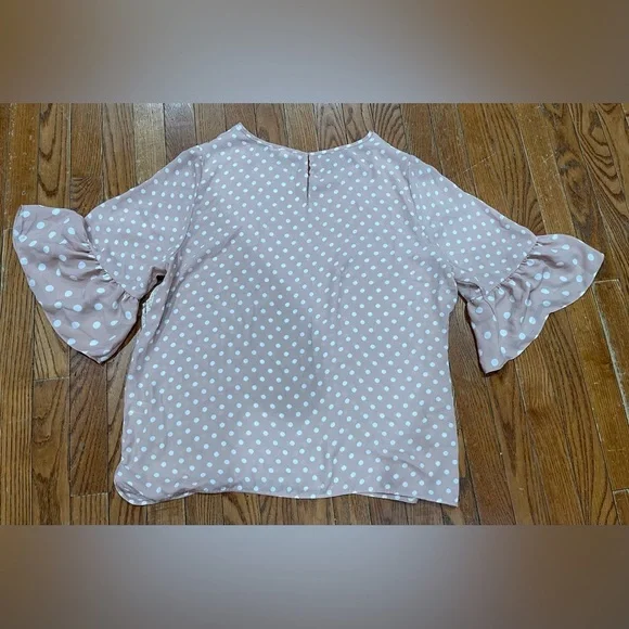 Violet & Claire Ruffle Sleeve Blouse - Pink and White - Picture 5 of 14